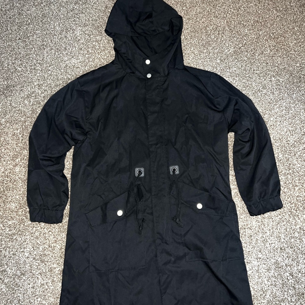 Fashion Vintage OG Trench Coat Glossy Black Jacket